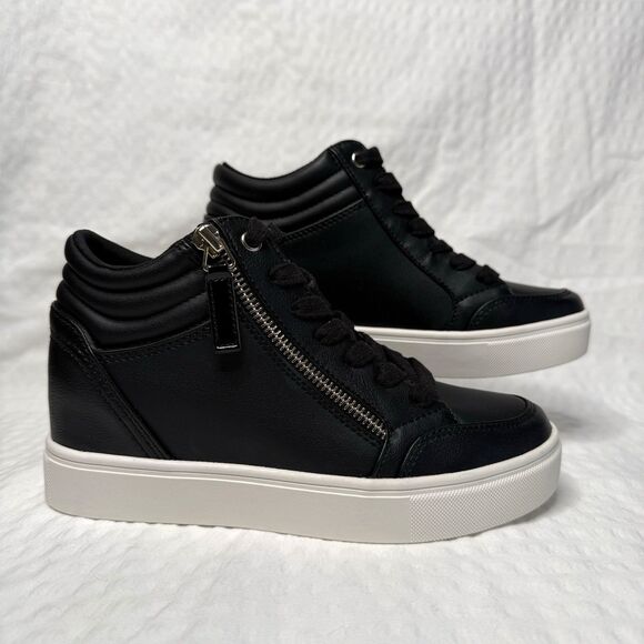Nine West Women’s Tons High Top Hidden Wedge Sneakers Black Size 5.5M Shoes - Picture 1 of 11